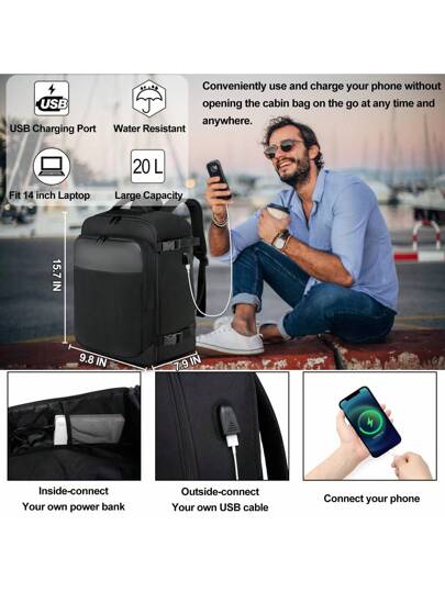 EZUOLA حقيبة ظهر سفر متعددة الوظائف،متعددة الأقسام، سعة كبيرة وتصميم أنيق، بمنفذ USB، حقيبة كلية صيفية،حقيبة كتب الأب، هدية عيد الميلاد،حقيبة ضرورات السفر، حقيبة كبيرة للربيع، حقيبة كمبيوتر محمول، حقيبة ظهر معتمدة من جوي، مستلزمات رجالية، حقيبة ظهر للت...