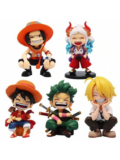 ONE PIECE 1 قطعة شخصية أنمي من أنمي "ون بيس" مقاس 13 سم/5.11 بوصة جالسة تضحك، أشكال حركية كاواي لصانجي وزورو، تمثال صغير للزينة في الغرفة أو السيارة، نموذج بلاستيكي بالغ للجمع، دمية هدية عيد ميلاد