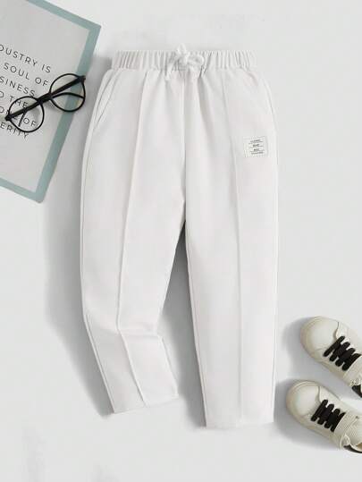 SHEIN بنطلون شبابي مرتاح مريح ذو خصر مطاطي