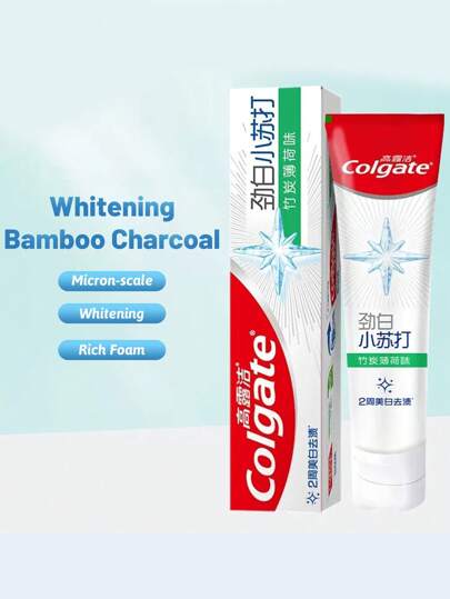 colgate معجون أسنان قشريات الصودا المبيضة بنكهة النعناع الفحم الخيزران، مبيض، لطيف وغير كاشط، رغوة غزيرة، منعش للأنفاس، نقاوة عالية (120جم / 4.23 أونصة)