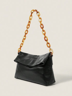 SHEIN BAE حقيبة كتف نسائية محمولة سعة كبيرة لون أسود