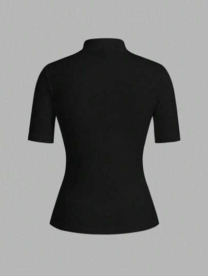 EZwear مجموعة بلوزة قاعدية أساسية بأكمام طويلة ٣/٤ ضيقة الشكل بياقة عالية للنساء ٢ قطعة,مناسبة للانتقال إلى فصل الخريف