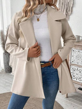 EMERY ROSE معطف أنيق للسيدات بأكمام طويلة ذو إغلاق مزدوج