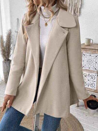 EMERY ROSE معطف أنيق للسيدات بأكمام طويلة ذو إغلاق مزدوج