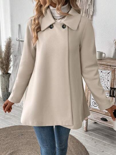 EMERY ROSE معطف أنيق للسيدات بأكمام طويلة ذو إغلاق مزدوج