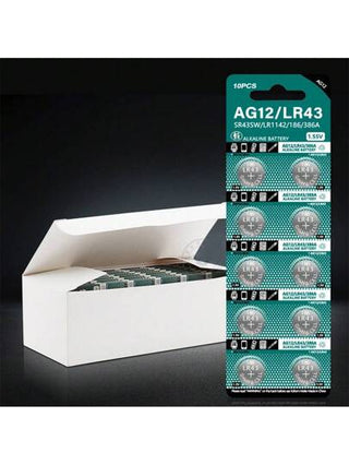 10-100 بطارية زر AG12 LR43 AG 12 SR43 186 386 LR1142 V12GA بجهد 1.55V لساعات اليد والألعاب والأجهزة عن بعد