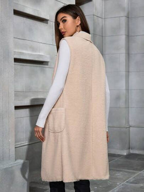 SHEIN LUNE جاكيت عادية بدون أكمام وياقة كبيرة للنساء