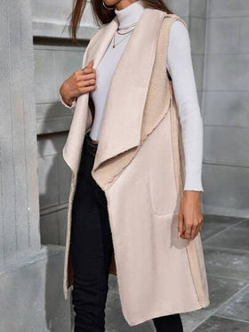 SHEIN LUNE جاكيت عادية بدون أكمام وياقة كبيرة للنساء