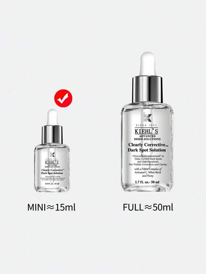 Kiehl's محلول تصحيح البقع الداكنة - يقلل من تصبغ الجلد والعلامات ما بعد حب الشباب - مقاس 0.5 أونصة سائلة/15مل حجم صغير