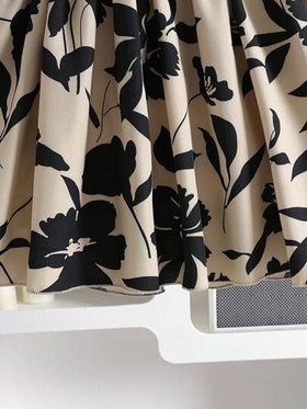 SHEIN Elladie kids فستان متوسط الطول بخصر مربوط وأكمام منتفخة بطبعة زهور فرنسية كلاسيكية، فضفاض وقصير، مناسب للربيع والخريف