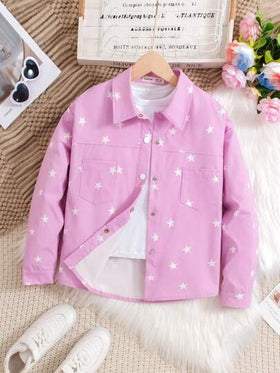 SHEIN يتضمن جاكيت مطبوعة بنجمة بحرية فضفاضة غير رسمية للفتيات المراهقات ، الخريف