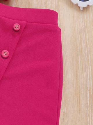 girls-sets ملابس علوية قصير بأكمام مخطط لليوميات مع تنورة بطابع أنيق وجذاب للفتيات المراهقات