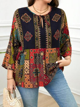SHEIN ملابس علوية كاجوال طباعة زهور عتيقة للمقاسات الكبيرة