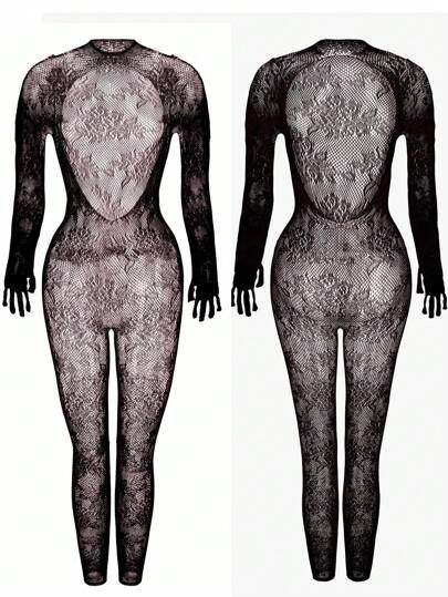 لانجيري حريمي ملابس داخلية جذابة للجسم بكمام طويل و بدون قماش داخلي، قطعة واحدة، شبكية مثقوبة مرئية، ليوم الحب، ملابس السباحة والملابس النسائية