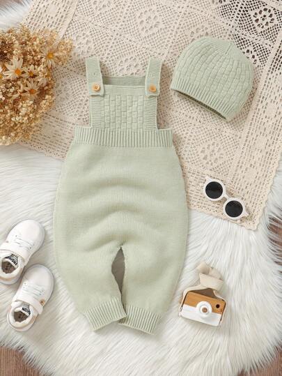 SHEIN Vintaside Kids رومبير بسيط مزين بالكابوشون والكفرصات للأطفال الصبيان