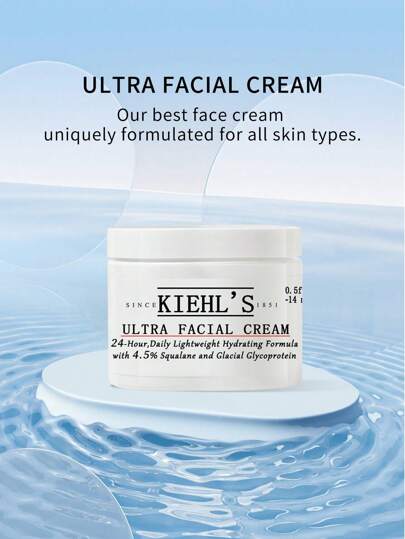 Kiehl's كريم الوجه الخفيف المرطب من كيلز 24 ساعة - مع 4.5٪ من مادة السكوالين و الجليكوبروتين القطبي، 0.5 أونصة سائلة/ 14 مل الحجم الصغير (يتم الشحن عشوائيًا بالإصدارين الجديد والقديم)