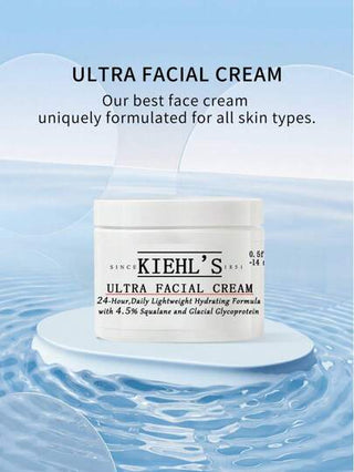 Kiehl's كريم الوجه الخفيف المرطب من كيلز 24 ساعة - مع 4.5٪ من مادة السكوالين و الجليكوبروتين القطبي، 0.5 أونصة سائلة/ 14 مل الحجم الصغير (يتم الشحن عشوائيًا بالإصدارين الجديد والقديم)