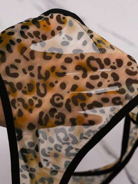 SHEIN فستان نوم شبكي بطبعة نمر مثير بظهر مكشوف وربطة خلفية للخروج