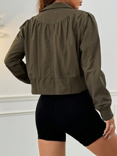 EZwear جاكيت نسائية ضيقة الصنع بياقة عالية