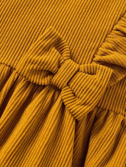 فساتين بيبي Cozy Pixies فستان طويل الأكمام أحادي اللون مع كشكش على الذيل لفتاة رضيعة ملابس خريفية ياقة مستديرة كاجوال