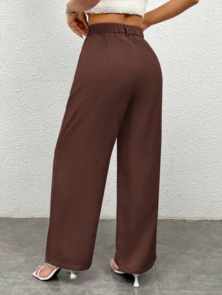 PETITE بنطلون كاجوال أنيق بلون واحد للنساء