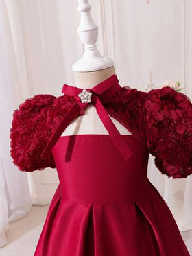 SHEIN فستان فتاة صغيرة أنيق بتصميم وسط مفتوح على شكل خط A