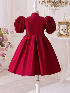 SHEIN فستان فتاة صغيرة أنيق بتصميم وسط مفتوح على شكل خط A