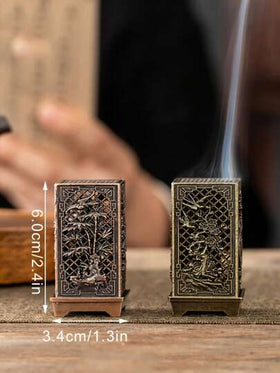 1قطعة/2قطعة حامل بخور معدني بتصميم الزهر الصيني التقليدي، السوسن، البامبو، الكرز المزخرف، مناسب لعلاج الروائح المنزلية، حامل بخور سبيكة - لا توجد زينة عطرية