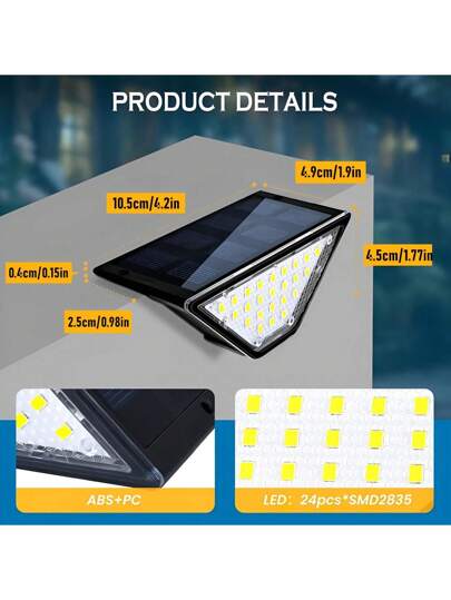 أضواء خطوات بالطاقة الشمسية تعمل ب- 24 مصباح LED مقاوم للماء، أضواء سطحية وجداريةSolar، ديكورات للحديقة، الفناء، طريق المشاة، المدخل، الرواق (ضوء أبيض)