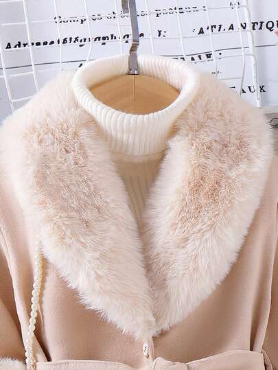 SHEIN معطف الفتاة الصغيرة ذو الياقة الفرائية ، دافئ وجذاب