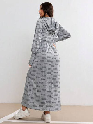 Mulvari فستان مطبوع بحرف كاجوال للسيدات, ربيع وخريف