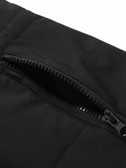 Manfinity Homme معطف مبطن بغطاء رأس أكمام طويلة بلون أحادي، معطف فقاعي أسود للخروج في الشتاء، هدايا للأصدقاء والأزواج والأصدقاء الذكور، معطف شتوي للرجال، ملابس خارجية للرجال، جاكيتات رخيصة للرجال، للخريف