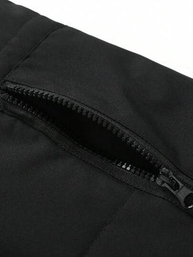 Manfinity Homme معطف مبطن بغطاء رأس أكمام طويلة بلون أحادي، معطف فقاعي أسود للخروج في الشتاء، هدايا للأصدقاء والأزواج والأصدقاء الذكور، معطف شتوي للرجال، ملابس خارجية للرجال، جاكيتات رخيصة للرجال، للخريف