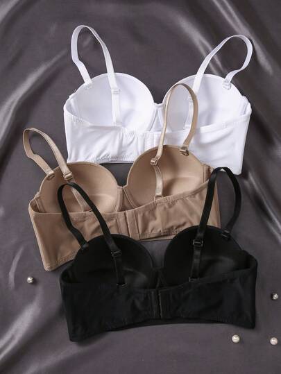 Shein Underwear&Sleepwear Basics 3 قطع/مجموعة ملابس علوية أنبوبي خالي من الحمالات رومانسي وجذاب بأشرطة قابلة للتعديل, صيفي