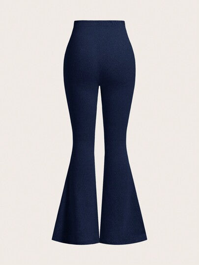 SHEIN EZwear بدلة بناطيل واسعة بقصة رفيعة خصر عالي لون أزرق نافي، رمادي، أسود، 3 قطع/طقم, خريف/شتاء