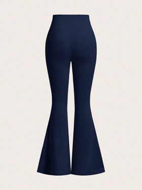 SHEIN EZwear بدلة بناطيل واسعة بقصة رفيعة خصر عالي لون أزرق نافي، رمادي، أسود، 3 قطع/طقم, خريف/شتاء