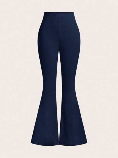 SHEIN EZwear بدلة بناطيل واسعة بقصة رفيعة خصر عالي لون أزرق نافي، رمادي، أسود، 3 قطع/طقم, خريف/شتاء