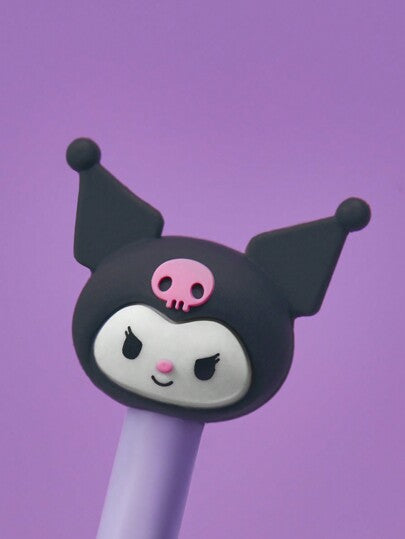 HELLO KITTY AND FRIENDS | SHEIN طقم فرش مكياج 3D بتصميم كورومي بلون بنفسجي 4قطع/مجموعة Kuromi