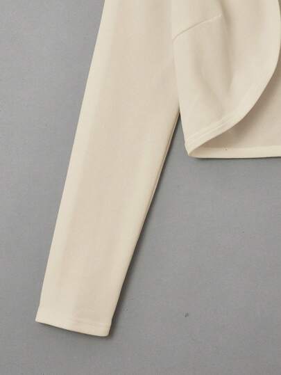 EZwear معطف كاجوال أنيق أحادي اللون بأكمام طويلة ، توب بوليرو