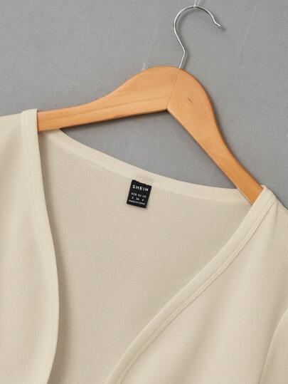 EZwear معطف كاجوال أنيق أحادي اللون بأكمام طويلة ، توب بوليرو
