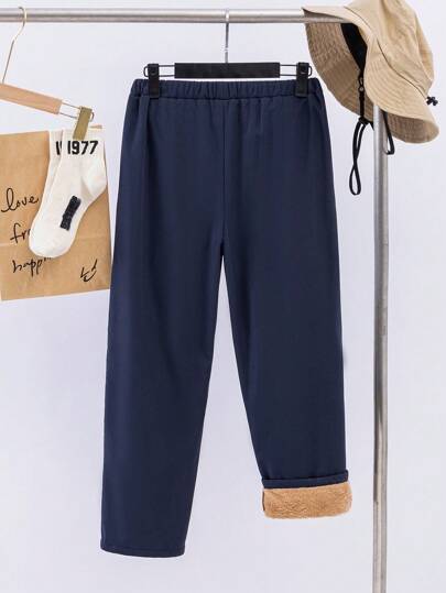 SHEIN بنطلون كاجوال قطني ناعم مناسب للشباب