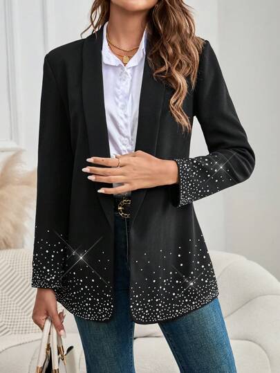 EMERY ROSE بليزر نسائي مرصع بالترتر، ملابس نسائية شتوية خريفية، فستان نسائي أنيق للخريف