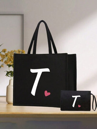 حقيبة يد لينية مطبوعة عليها الحروف الإنجليزية "THE WORK BAG"، حقيبة تسوق باللونين الأسود والخاكي، هدية شكر للمعلمين، حقيبة تسوق كبيرة السعة من الكتان للنساء، أفضل هدايا للمعلمين في عيد الميلاد