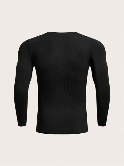 Manfinity Running قميص رياضي رقيق للرجال بياقة على شكل حرف V وأكمام طويلة بطراز صديق مناسب للاستخدام على مدار السنة