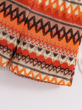 SHEIN طقم معطف جاكيت بنمط الشارع الملون للبنات الصغيرات 2 قطعة + شورت كارجو كاجوال مرقع