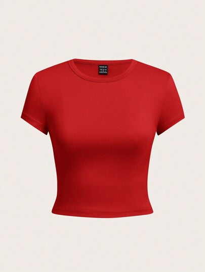 EZwear حزمة 4قطع تيشيرت نسائي مضبوط بأكمام قصيرة وياقة مستديرة للصيف