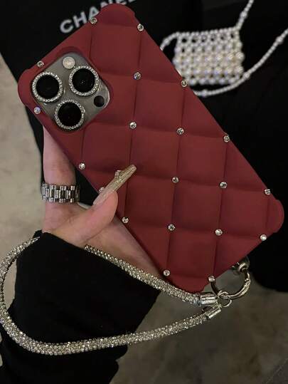 علبة هاتف قابلة للاستخدام مع أجهزة آيفون 15 برو ماكس، 13، 14، 12، 11، 16 ، مزخرفة بالترتر الأنيق والرباط اللامع