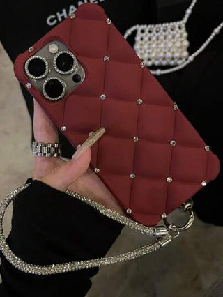 علبة هاتف قابلة للاستخدام مع أجهزة آيفون 15 برو ماكس، 13، 14، 12، 11، 16 ، مزخرفة بالترتر الأنيق والرباط اللامع