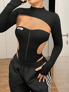 SHEIN ICON طقم من قمصان خزان مُحكمة السواء وبدلة واحدة مفرغة الظهر للنساء 2قطعة