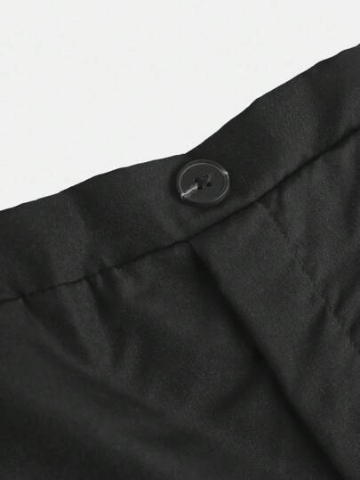 SHEIN سراويل كاجوال مستقيمة الساق ذات زر واحد للبنين المراهقين
